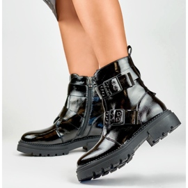Botas de trabajo Axelle para mujer en charol negro 5