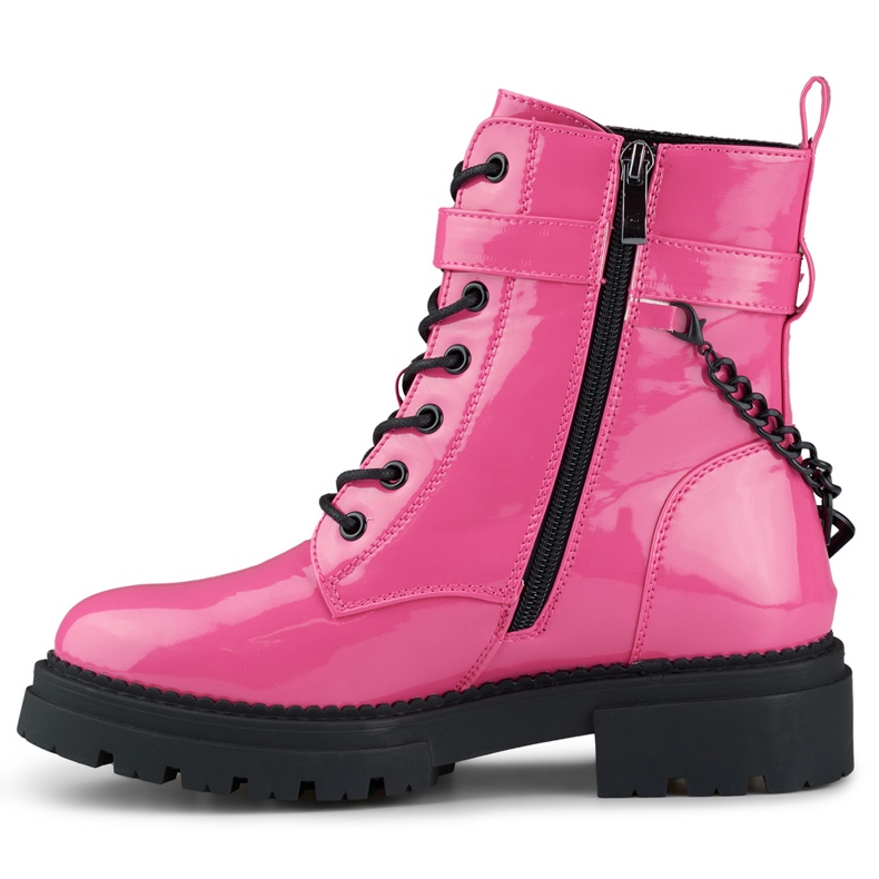 Trabajador de mujer en charol rosa con cadena desmontable rosado 1