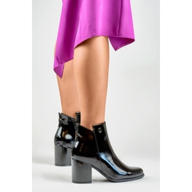 Botas lacadas para mujer con corte en la parte superior de Charlotte negro 4
