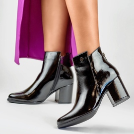 Botas lacadas para mujer con corte en la parte superior de Charlotte negro 6