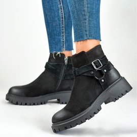 Botas de mujer de ante negro con adorno Aline negro 6