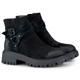 Botas de mujer de ante negro con adorno Aline negro 2
