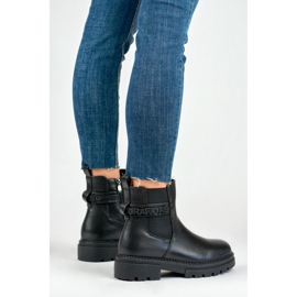 Botas negras de mujer fabricadas en ecopiel con inscripción decorativa negro 4