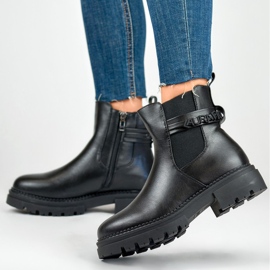 Botas negras de mujer fabricadas en ecopiel con inscripción decorativa negro 6