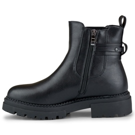 Botas negras de mujer fabricadas en ecopiel con inscripción decorativa negro 2