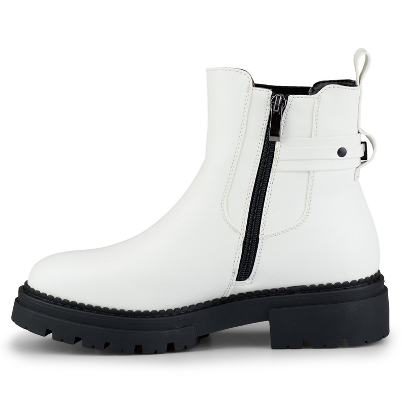 Botas blancas de mujer fabricadas en ecopiel con inscripción decorativa. blanco 1 Botas blancas de mujer fabricadas en ecopiel con inscripción decorativa. blanco 1