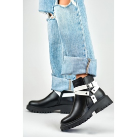 Botas de mujer negras con adorno Aline blanco 3