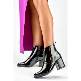 Botines mujer elásticos negros elegantes lacados 3