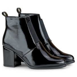 Botines mujer elásticos negros elegantes lacados 2