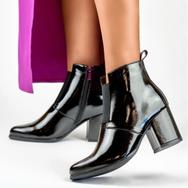 Botines mujer elásticos negros elegantes lacados 5