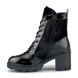 Botas de mujer de moda hechas de material decorativo. negro 1