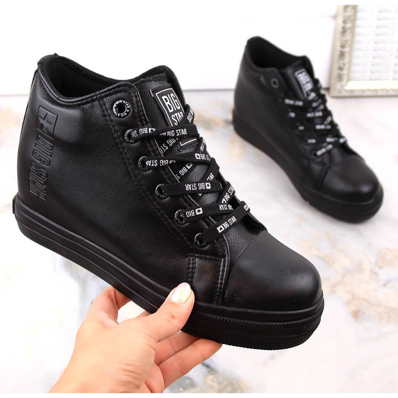 Deportivas negras mujer Cuña Big Star EE274127 negro 2