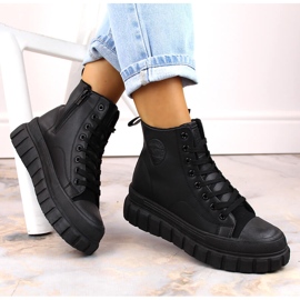 Botas aislantes Big Star MM274625 en la plataforma con cordones y cremalleras negro 1