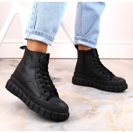 Botas aislantes Big Star MM274625 en la plataforma con cordones y cremalleras negro 2