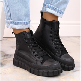 Botas aislantes Big Star MM274625 en la plataforma con cordones y cremalleras negro 3
