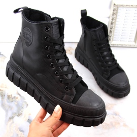 Botas aislantes Big Star MM274625 en la plataforma con cordones y cremalleras negro 4