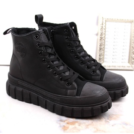 Botas aislantes Big Star MM274625 en la plataforma con cordones y cremalleras negro 5
