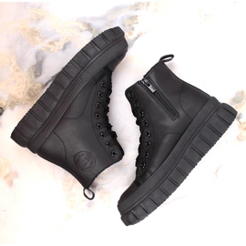 Botas aislantes Big Star MM274625 en la plataforma con cordones y cremalleras negro 6