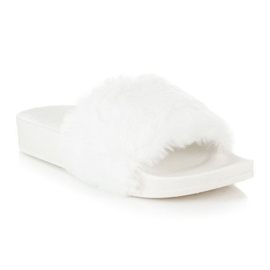 Via Giulia  Chanclas blancas con pelo blanco 5