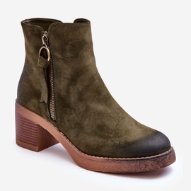 Botines Clásicos Mujer Ante Verde Limoso 1