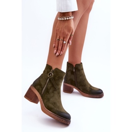 Botines Clásicos Mujer Ante Verde Limoso 3