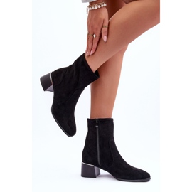 Botas Tacón Alto Ante Calado Perlas Negras negro 3