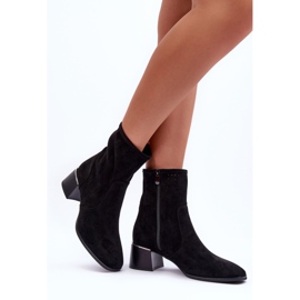 Botas Tacón Alto Ante Calado Perlas Negras negro 2