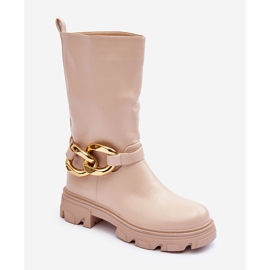 Botas Tacón Plano De Piel Beige Diominna 1 Botas Tacón Plano De Piel Beige Diominna 1