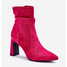 Botas Tacón Ante Mellamene Fucsia rosado 1