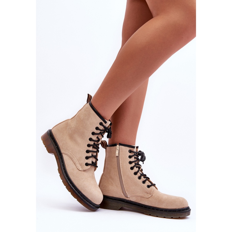 Botas de trabajo de tacón plano de ante Asteoris Beige 2