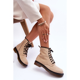 Botas de trabajo de tacón plano de ante Asteoris Beige 6