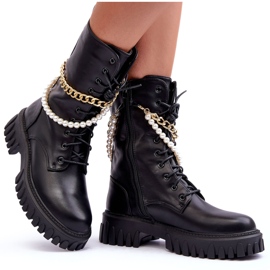 Obreros Altos De Cuero Con Cadena Namer Negro 6
