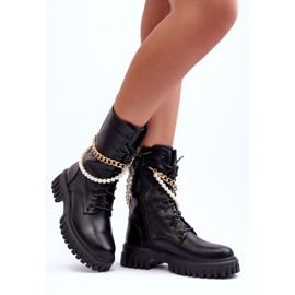 Obreros Altos De Cuero Con Cadena Namer Negro 2