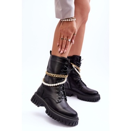 Obreros Altos De Cuero Con Cadena Namer Negro 3