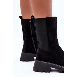 Botas Mujer Ante Tacón Plano Negro Altandros 4