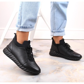 Rieker Remonte D5977-01 botas de mujer con aislamiento de cuero negro 6