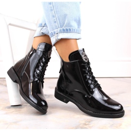 Botines lacados cordones y cremallera negros Potocki SZ12179 4