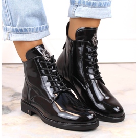 Botines lacados cordones y cremallera negros Potocki SZ12179 6