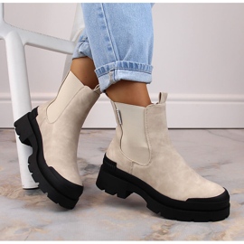 Botines Chelsea de mujer con plataforma beige Big Star MM274322 1