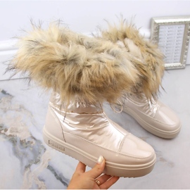 Botas de nieve de mujer con plataforma y pelo beige Big Star MM274380 3