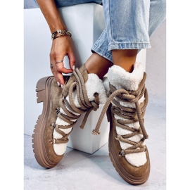 Botas de nieve de piel de oveja Shea Khaki marrón 2