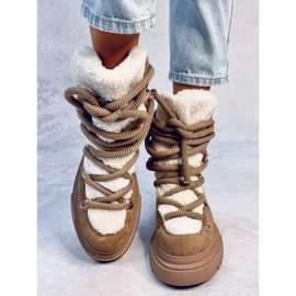 Botas de nieve de piel de oveja Shea Khaki marrón 4