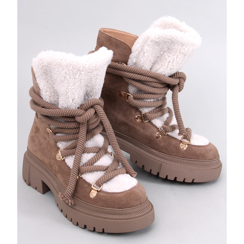 Botas de nieve de piel de oveja Shea Khaki marrón 1