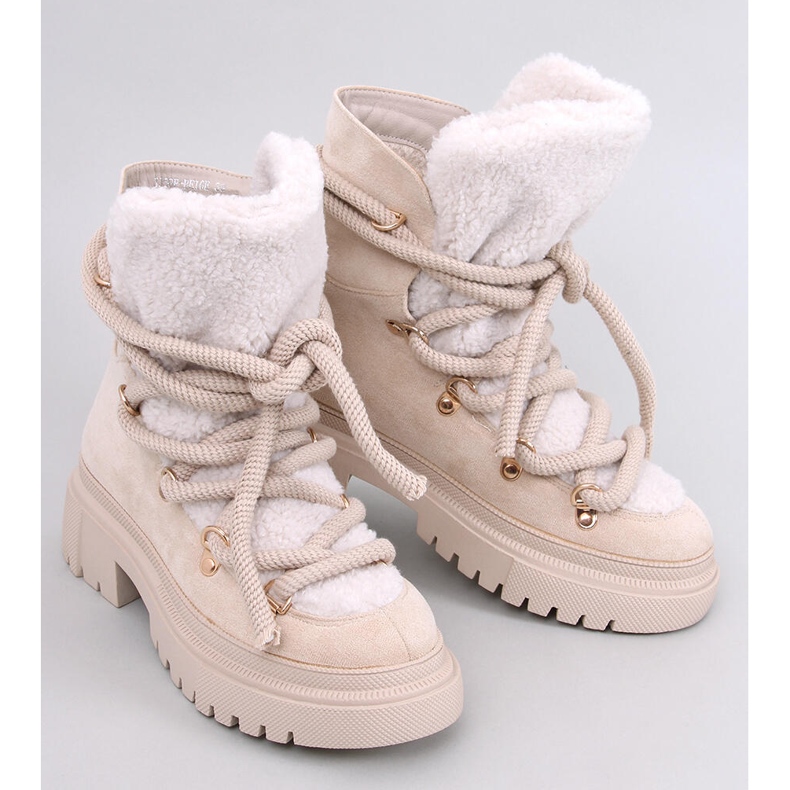 Botas de nieve de piel de oveja Shea Beige 1