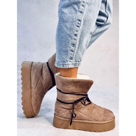 Botas de nieve de piel de oveja color caqui beige 5