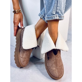 Botas de nieve de piel de oveja color caqui beige 2