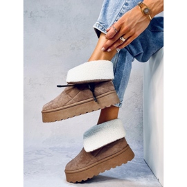 Botas de nieve de piel de oveja color caqui beige 3