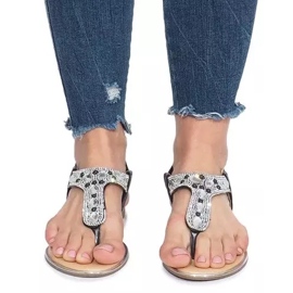 Sandalias planas negras con diamantes Larissa negro 1