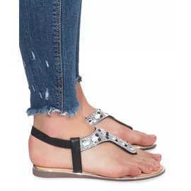 Sandalias planas negras con diamantes Larissa negro 3