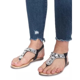 Sandalias planas negras con diamantes Larissa negro 4